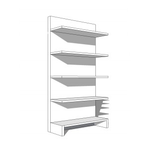 Scaffalatura da negozio a parete Base 40 Altezza 205 Larghezza 133 cm