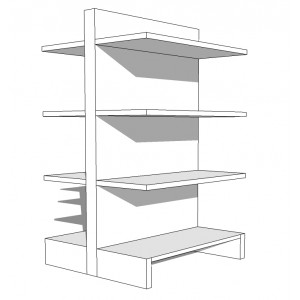 Scaffalatura da negozio modulo centrale  Base 50 Altezza 158 Larghezza 133